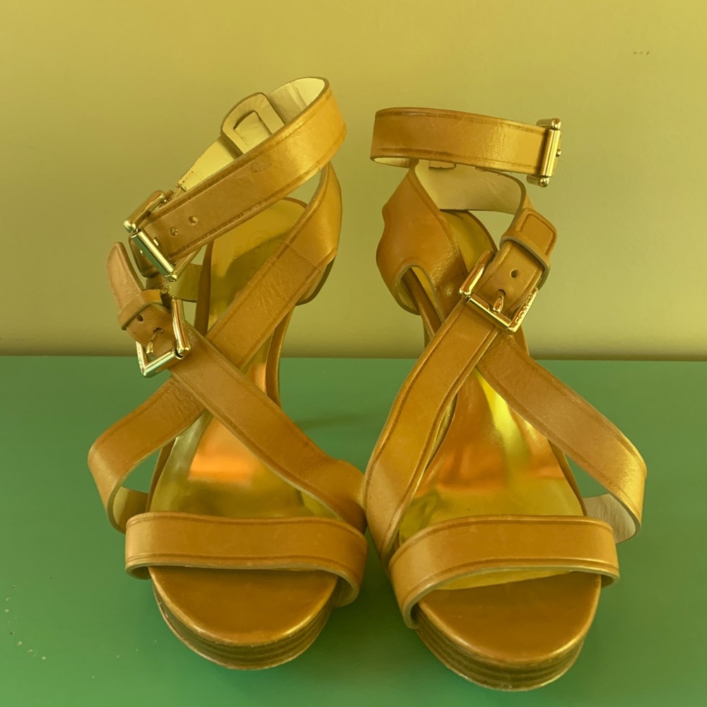 Gold Coach Strappy Heels two buckles